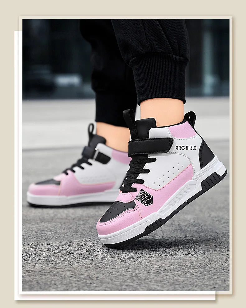 Children‘s High-top Basketball Boots Boys Girls Non-slip Basketball Trainers Outdoor Jogging Sneakers Breathable Athletic Shoes