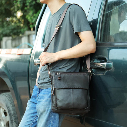 Men's Bags Genuine Leather Messenger Bag Crossbody Shoulder Bags For Male Casual Handbag Men Sling Pack For Work Business
