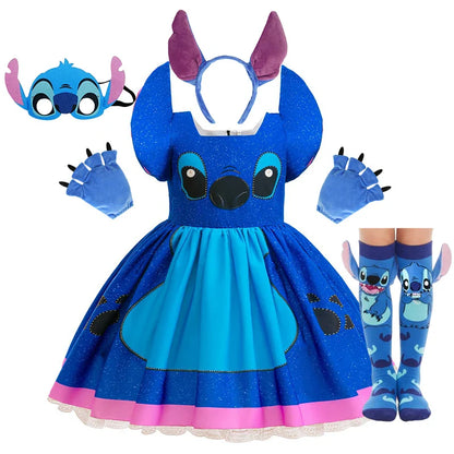 Baby Movie Stitch Role Playing Costume Sets Cartoon Cute Princess Dress Stage Performance Purim Carnival Kids Dress