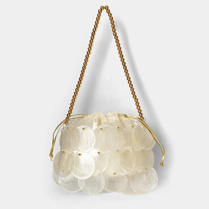 New Shell Bag Natural Beimu sequins Hand woven Bead Bead Bag Shoulder Bag