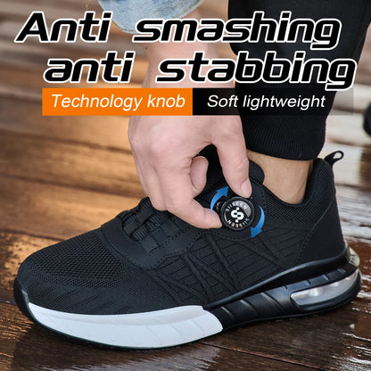 Men's Steel Toe Safety Shoes Anti Smash & Anti Puncture  Lightweight Work Fashionable And Durable Buttoned Safety Shoes Boots