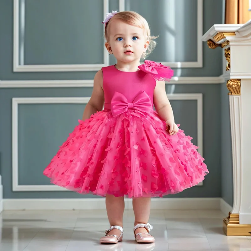 Girl Princess Dress Kid Clothes Party Birthday Outfits Evening Party Tulle Dress Wedding Wear Summer Bowknot Dress