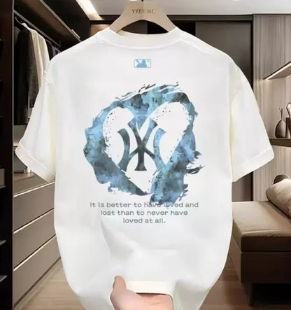 Portrait print American short-sleeved T-shirt for men - new summer style, loose-fitting pure cotton youth top