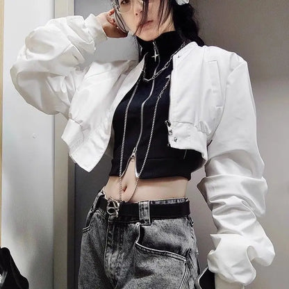 Gothic Style Stitching High Street Style Hot Girl Spaghetti Straps Sleeveless Cardigan Vest Slimming Slim Fit Top for Women INS