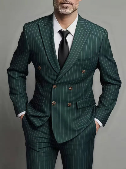 Men Suits Men's Two Piece Suit Double Breasted Man Fashionable and Slim-fitting Design Groom Wedding Dress Casual Striped Fabric