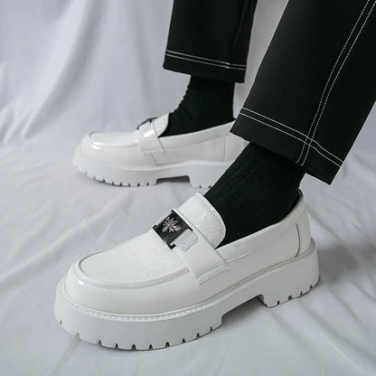 2026 Fashion Bee Design Men's Leather Shoes Thick Sole Luxury  Slip On Loafers Comfort Fashio Business Party Formal Dress Shoes
