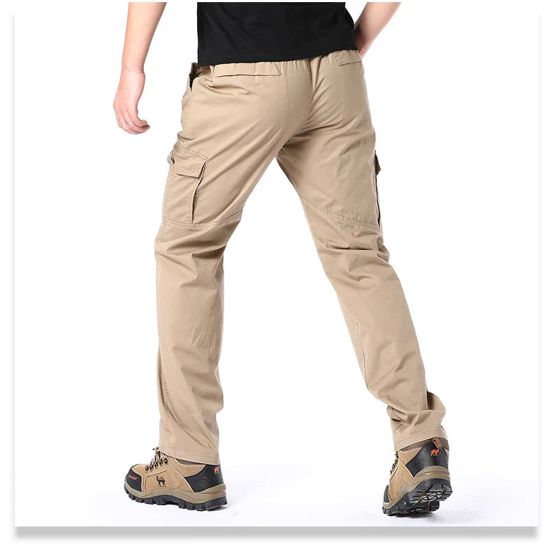 Men's Cotton Cargo Pants Casual Multiple Pocket Tacitcal Pants Spring Autumn Outdoor Camping Hiking Work Pants
