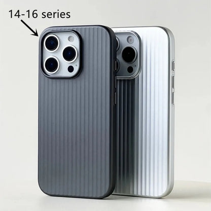 Stripes Metallic Paint Armor Case For iPhone 17 Air 16 15 14 13 Pro Max Shockproof Camera Protective Slim Matte PC Funda