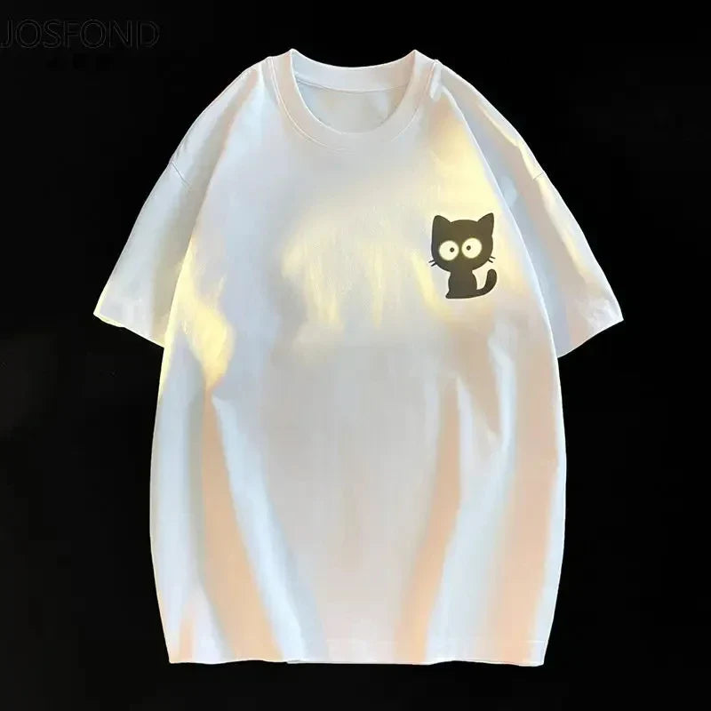 Female Casual Printing O-neck Short Sleeve T-Shirt 2025 New Summer Trend All-match Loose Cartoon Pullover Top Tee Women Clothes