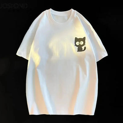 Female Casual Printing O-neck Short Sleeve T-Shirt 2025 New Summer Trend All-match Loose Cartoon Pullover Top Tee Women Clothes