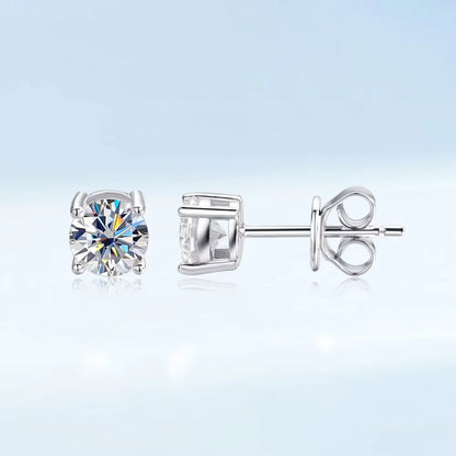Real 0.2-3CT D Color Moissanite Stud Earrings For Women Party 4 Prong S925 Silver 0.1CT 3mm Pass Diamond Test Earring Gift
