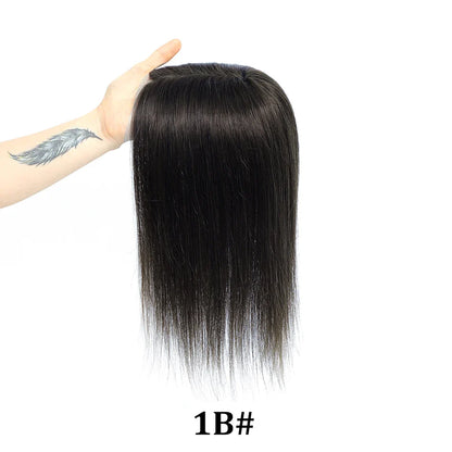 12x13cm Human Hair Toppers with Bangs Black Brown Clip in Hair Toupee for Women Skin Scalp Clip in Remy Hair Pieces