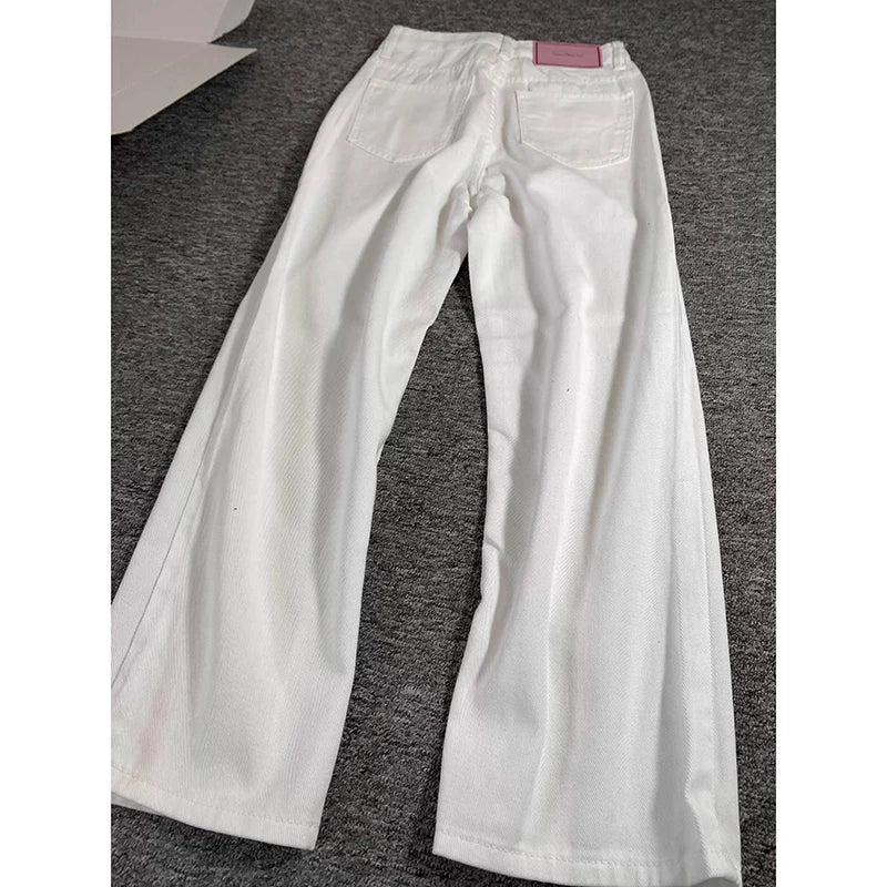 Classic White Straight Leg Jeans Pants