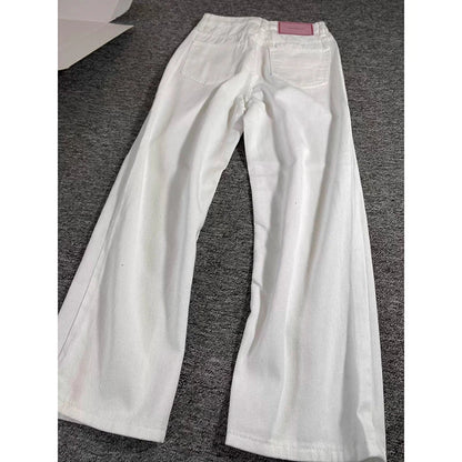 Classic White Straight Leg Jeans Pants