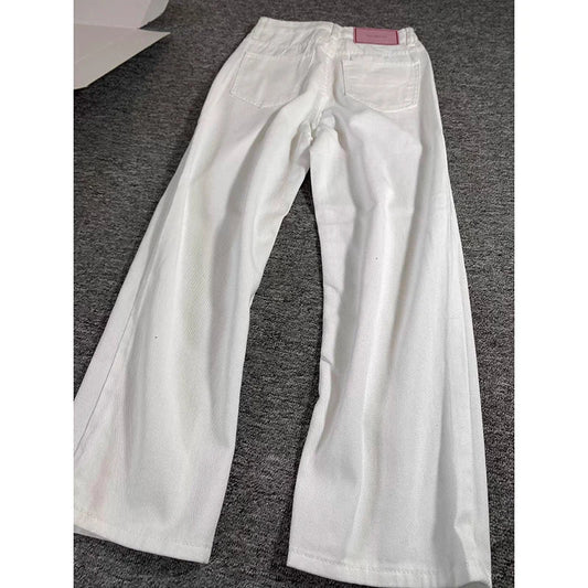 Classic White Straight Leg Jeans Pants