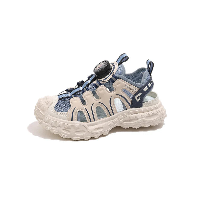 Children's Sports Sandals 3-18 Years Old Blue Hollow Breathable Boys Girls Casual Shoes Light Purple Soft Non-slip Kids Sneakers