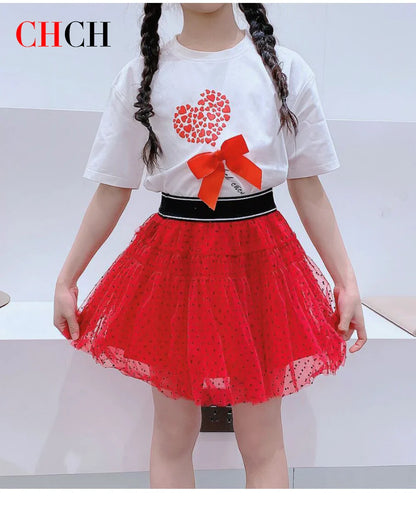Children's Short-Sleeved Love Print Embroidery Pattern Cotton Loose Summer New Outdoor Casual Boys Girls Tops Comfortable