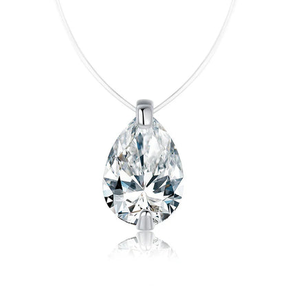 0.8CT 5*7MM Fishing Line Moissanite Necklace for Women Pear Cut Classic Pendant S925 Sterling Silver Jewelry Wholesale