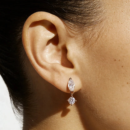 1.6cttw/2.6cttw Full 3EX Moissanite Earring for Women Marquise Cut Pass Diamond Test S925 Silver Ear Stud Fine Jewelry Gift