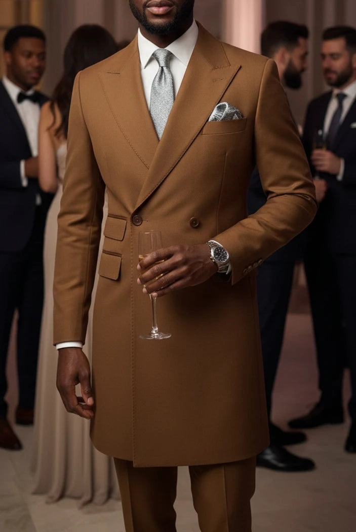 2026 New Fashion Men's Burgundy Blue 3-Piece Suit Long Blazer Vest Pants Set  Set Slim Fit Formal Wedding Groom