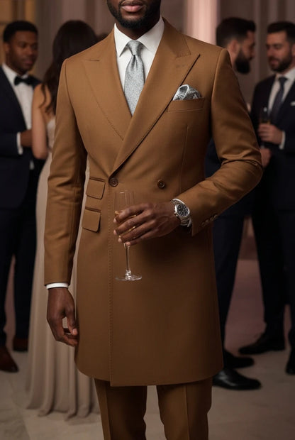 2026 New Fashion Men's Burgundy Blue 3-Piece Suit Long Blazer Vest Pants Set  Set Slim Fit Formal Wedding Groom