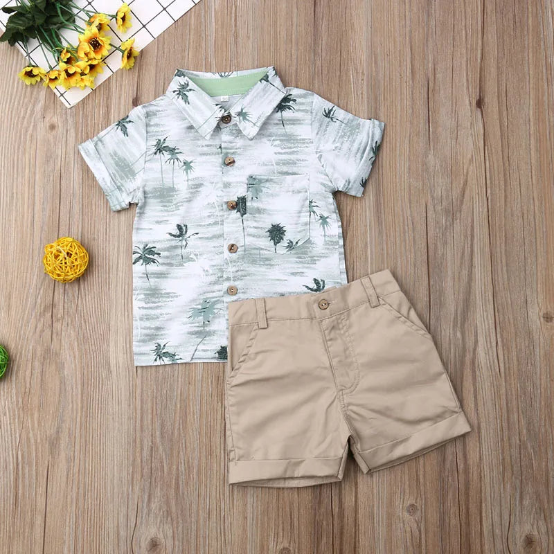 Lioraitiin Toddler Kids Baby Boy Gentleman Clothes Outfits Short Sleeve Shirts+Pants Clothing Set For Baby Boy 1-6T