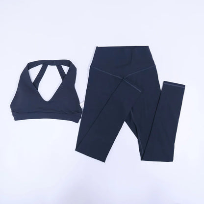 New Summer Women's Ultra Soft Sports Bra And Yoga Pants Set Fashionable Two-Piece Gym Workout Shock-Absorbing Underwear Suit