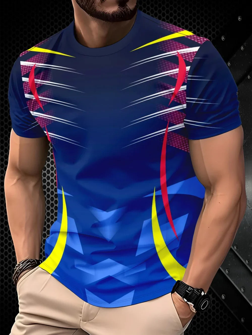 Plus Size Men's 3D Print T-Shirt Summer Casual Round Neck Short Sleeved Top Running Fitness Exercise High-End T-Shirts for Men