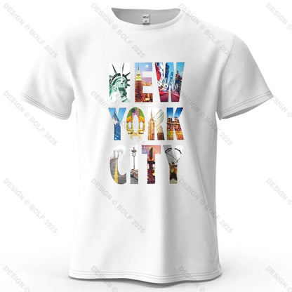 NYC Vibes Printed Men's T-Shirt 100% Cotton Oversized Urban Trendy Graphic Tees for Women Tops Tees Casual Streetwear