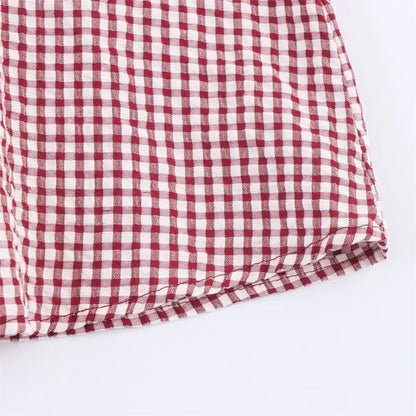 Elegant Fashion Chidori Plaid Ruffles Chiffon Shirt Spring 2025 Ruffled Neck Long Butterfly Sleeve Loose Tops Women's Clothing