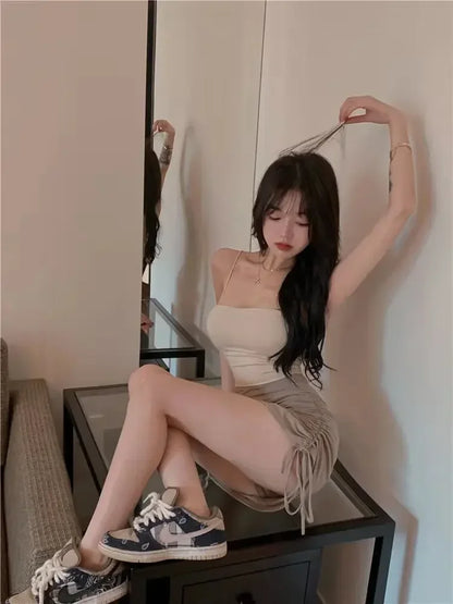 Sexy Summer Latin Dance Skirt for Women Spring Summer New High Waist Drawstring A-line Dance Practice Skirt Y2k Clothes
