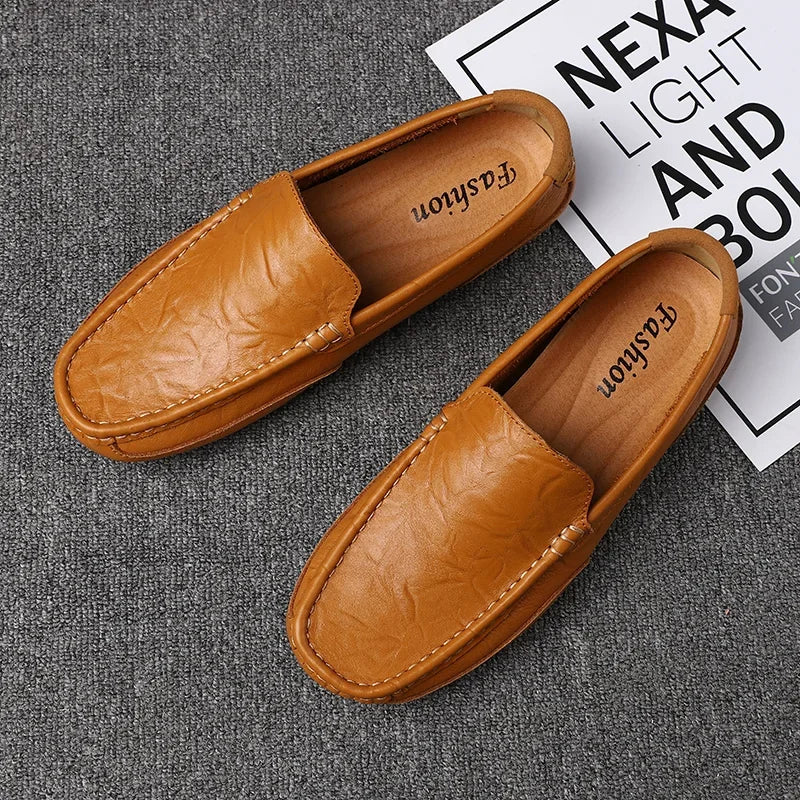Genuine Leather Breathable Mocasines Casual Loafers Leather Shoes For Men Slip On Formal Italian Driving Flat Chaussure Homme