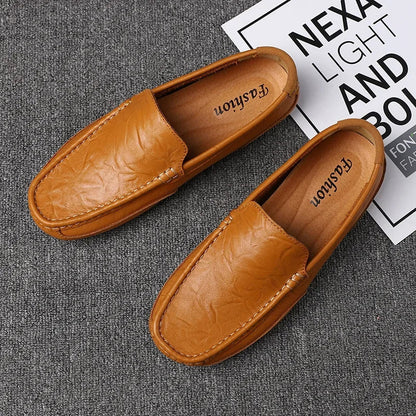 Genuine Leather Breathable Mocasines Casual Loafers Leather Shoes For Men Slip On Formal Italian Driving Flat Chaussure Homme