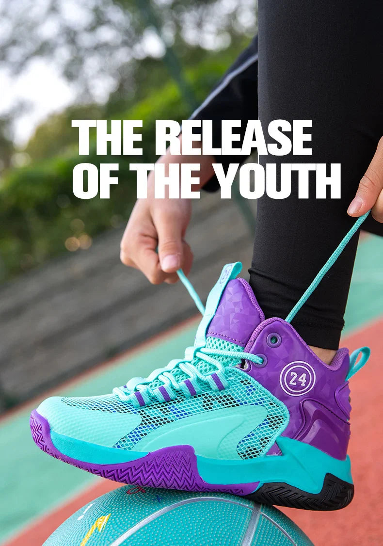 Kids Basketball Shoes Legendary Number Children's Anti-Slip Breathable Outdoor Sports Sneakers for Boys Daily Training Exercise
