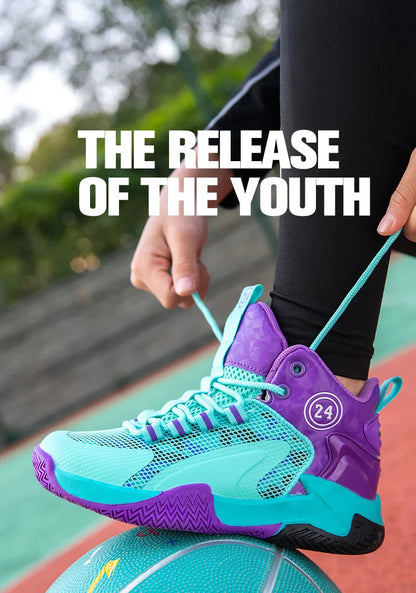 Kids Basketball Shoes Legendary Number Children's Anti-Slip Breathable Outdoor Sports Sneakers for Boys Daily Training Exercise