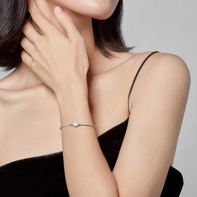 2ct Oval Cut Moissanite Bangles Elegant Women Diamond Solid s925 Silver GRA Certified Dainty Bracelet Fine Jewelry Gift
