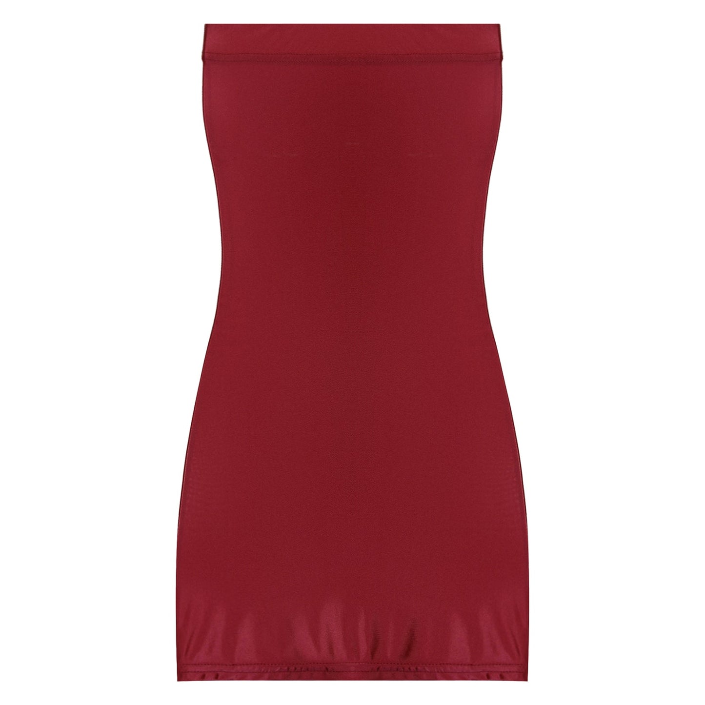 Womens Oil Glossy Strapless Pencil Dress Solid Color Tight Fitting Stretchy Bodycon Mini Dresses Night Club Costume Nightwear