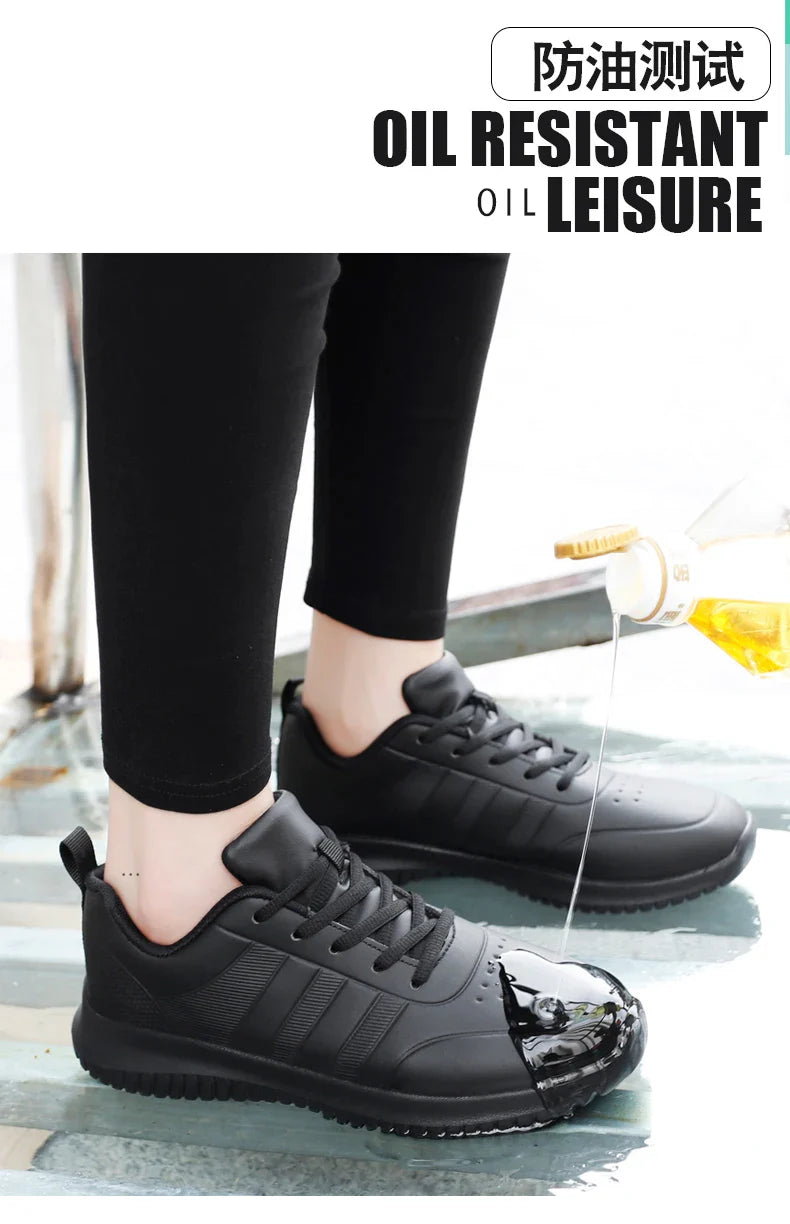 Chef shoes four season soft-sole anti-slip oil-proof waterproof portable kitchen work shoes fashion plus size casual men's shoes