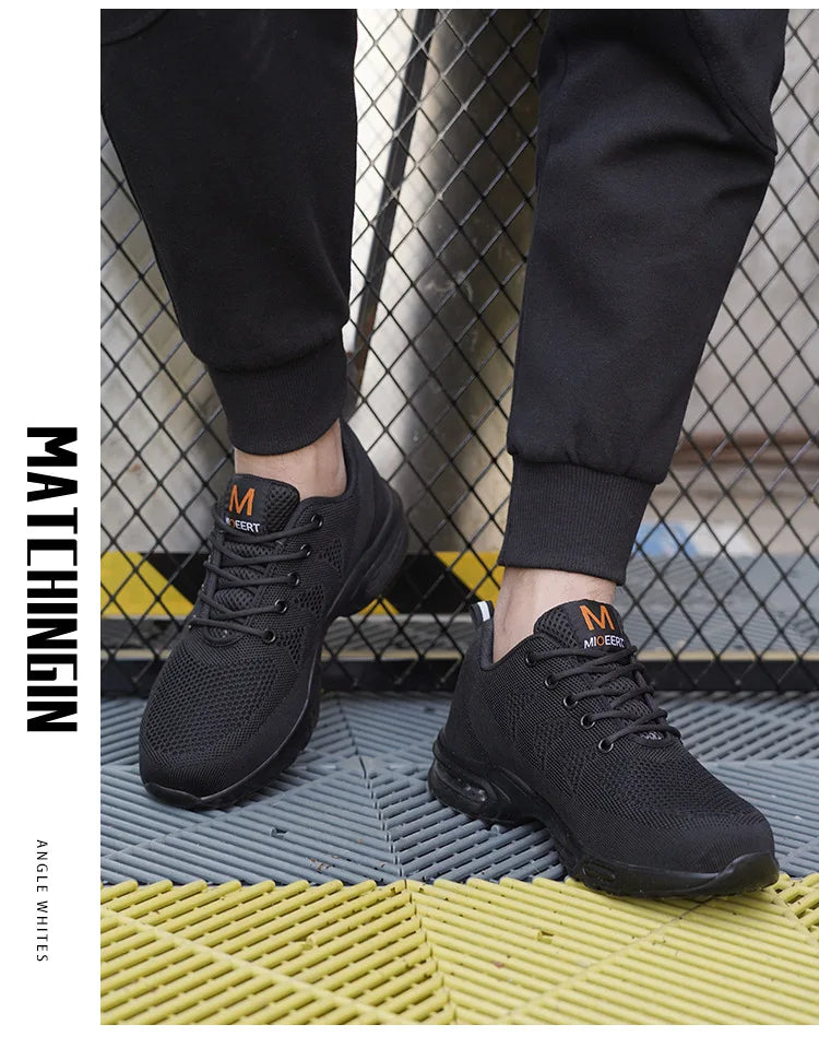 Safety Footwear Men Work Boots Lightweight Air Cushion Sneakers Puncture-Proof Work Shoes Indestructible Male Steel Toe Shoes