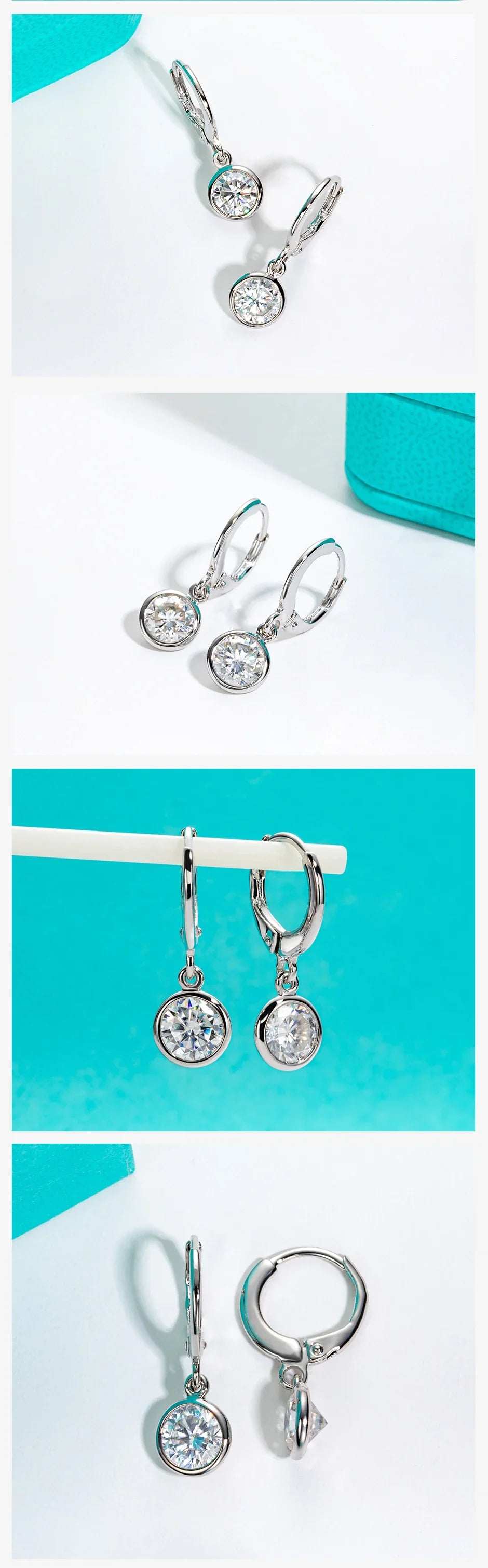 Moissanite Hoop Women's Earrings Huggies  925 Sterling Silver 2cttw Lab Created Diamond Drop Earrings Jewelry Wholesale