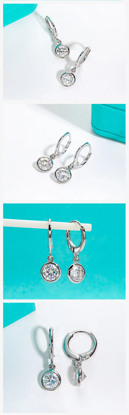 Moissanite Hoop Women's Earrings Huggies  925 Sterling Silver 2cttw Lab Created Diamond Drop Earrings Jewelry Wholesale