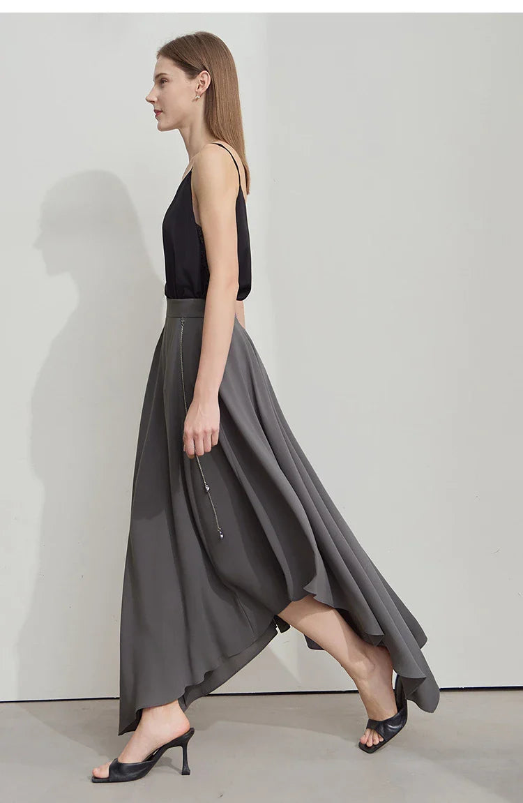Minimalist Office Lady Skirts Women 2025 New Summer Solid Loose Asymmetric Large A-line Skirt Female Fashion 12542168