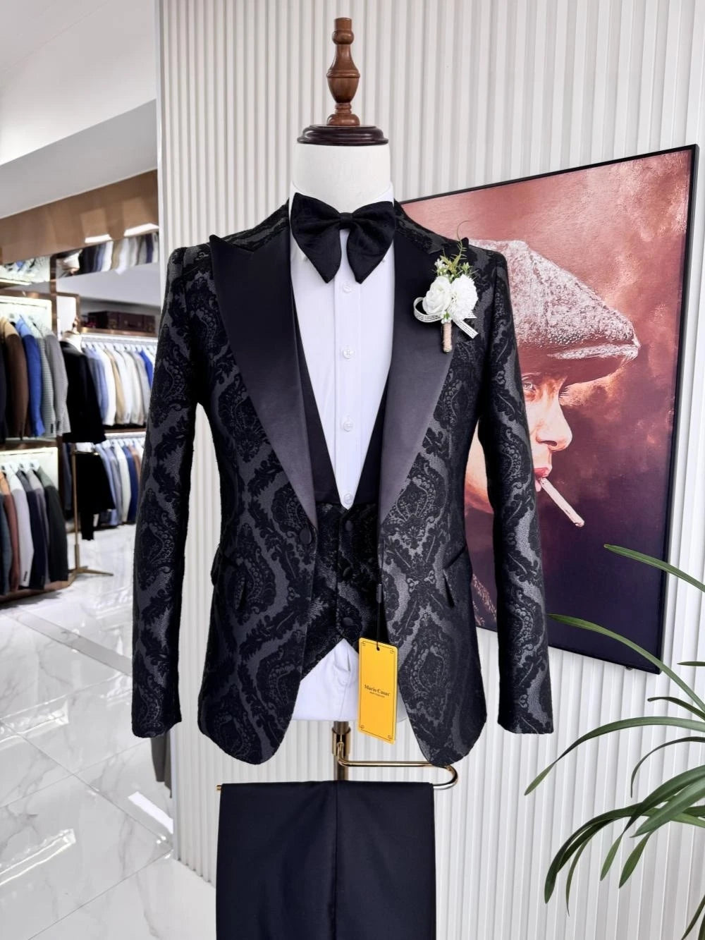 New Arrival Elegant Jacquard Men's Suit Set 3 Pieces Banquet Party Wear S-3XL Peak Lapel Slim Fit Suits For Men Dancing Wear