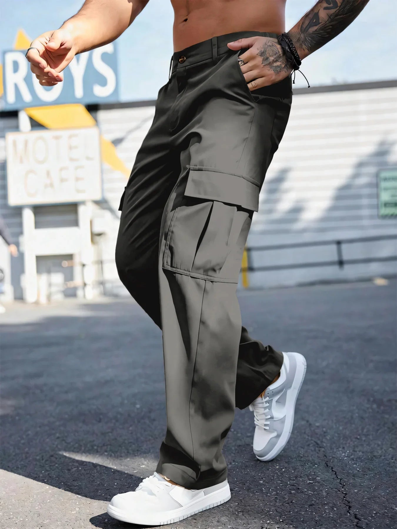 Men's Workwear Pants Wear-Resistant Sports Straight Leg Loose Summer Multi-Pocket Casual Trousers
