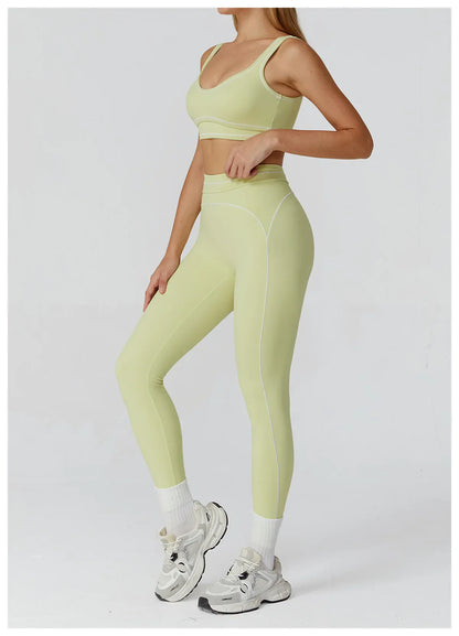 Nylon Yoga Set Women's Tracksuit Gym Push Up Set Woman 2 Pieces Leggings Sports Bra Breathable Sportwear Woman Clothes