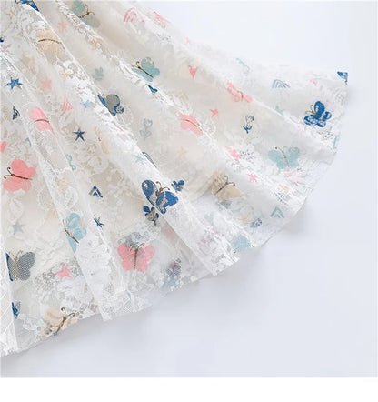 Vintage lace short sleeved dress For 2-9 yrs Baby Girls Loose Dress 6.1 Children's Day Clothing Cute beach Loose Clothes 2026