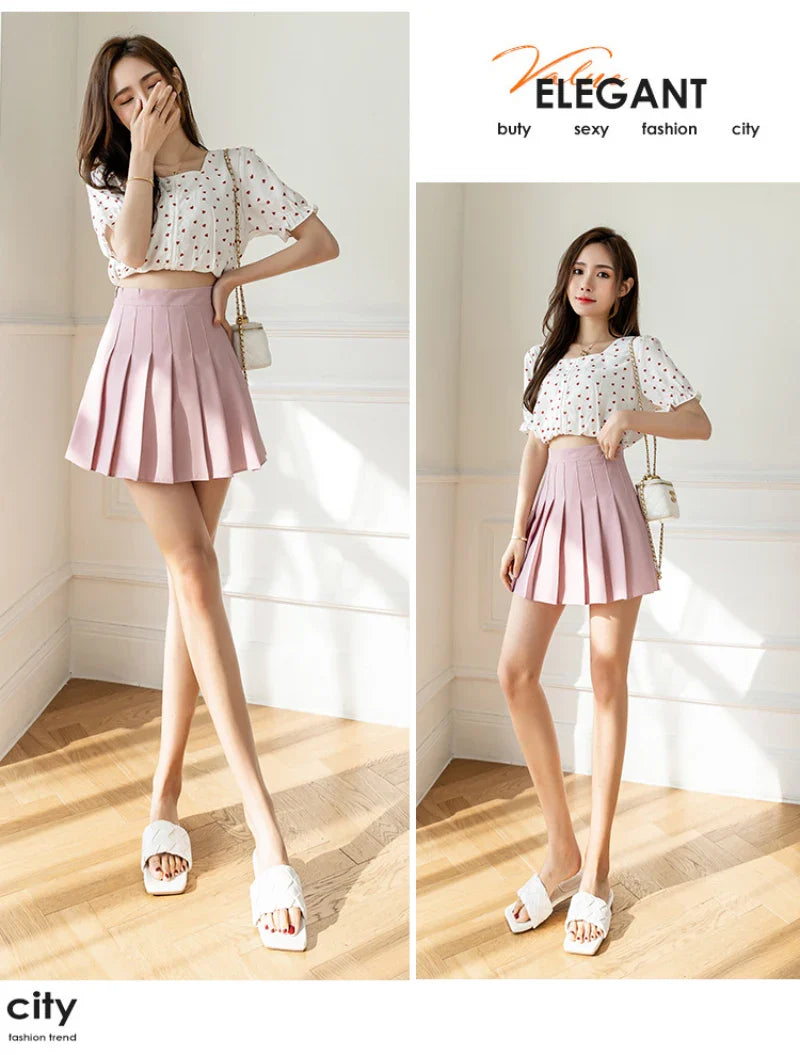 White Women Pleated Skirts Summer High Waist Zipper Girls Dancing JK Mini Skirts Black Fashion Student A Line Faldas 2023
