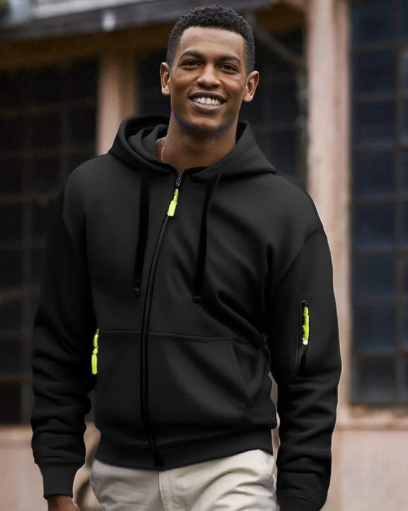 Casual top men's 2024 autumn and winter sportswear solid color men's top - fashionable sports solid color hoodie