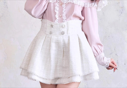 Japanese Sweet Girls Tweed Short Skirt 2025 Spring New Original Mine Series Mass Production Bud Suit High Waist Y2k Lolita Skirt