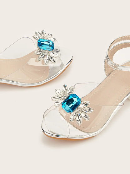 New Children's Shoes Crystal High Heels Girls' Baby Rhinestone Princess Shoes Fashion Transparent Kid's Sandals